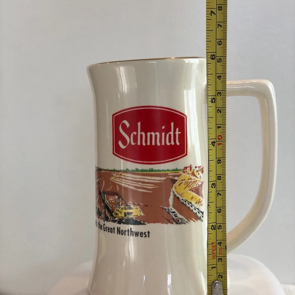 Vintage Schmidt Ceramic Beer Stein Mug in Cream with Red Logo - Picture 8 of 9
